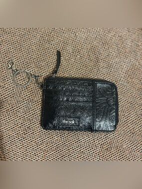 NWOT The Sak Iris Card Wallet, Black Embossed Leather